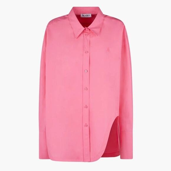 THE ATTICO Diana Shirt Cotton Poplin Cut Out Button Down in 266 Hot Pink Barbie - Picture 10 of 14